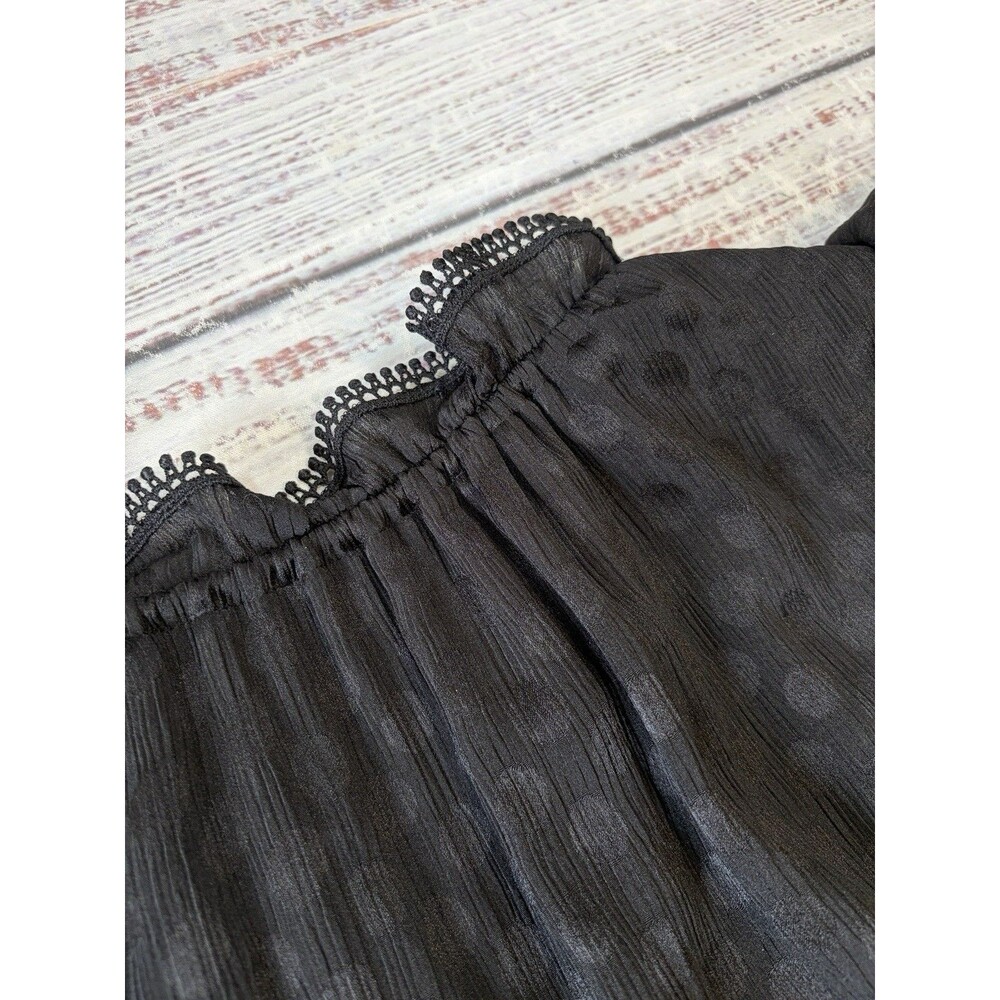Max Studio Black Tiered Maxi Dress Womens Small Polka Dot Witchy Whimsigoth Long - Picture 6 of 7